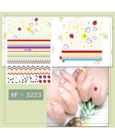 Nail Art Lines Stripe Rose Flowers Waved Shining Decals Transfer Stickers 3D Nail Sticker Nail Art Decoration(16) Style16 - Buy Online on GoSupps.com