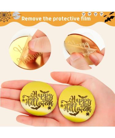 Crethinkaty 10 Pieces Happy Halloween Bat Cupcake Toppers Round Mirror Engraved Acrylic Cake Topper Cupcake Decorations for Halloween Party (Gold) Happy Halloween Bat(Gold) - Buy Online on GoSupps.com