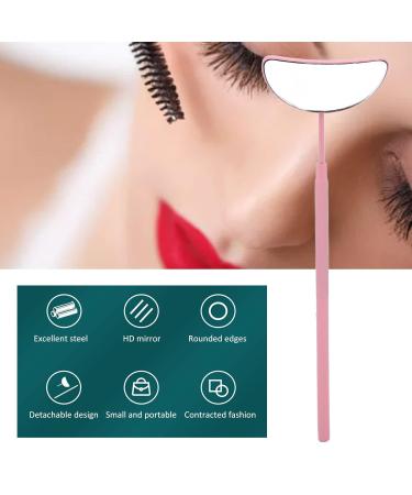 Eyelash Extension Mirror | Extra Large Makeup Mirror with Detachable Handle | Moon Shaped Stainless Steel Lash Accessories (Pink) - Perfect for Home Use - Buy Online on GoSupps.com