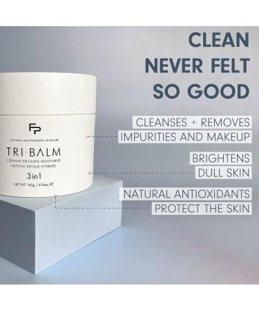Tri-Balm Facial Cleanser | 3-in-1 Exfoliating & Moisturizing Balm | Luxe 140g Jar for Glowing Skin - Buy Online on GoSupps.com