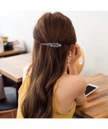 Mobestech Duckbill Clip Rhinestone Alligator Hair Clip Studded Hairpin Hair Clip Metal Bobby Pin Hair Barrette Headwear Hair Accessory for Women Girls Hair Styling (Grey) - Buy Online on GoSupps.com