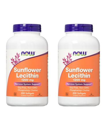 Now Foods Sunflower Lecithin 1200mg, 200 Softgels, pack of 2 - Buy Online on GoSupps.com