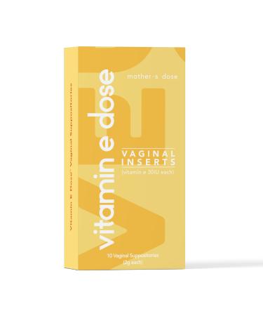 Mother's Dose Vitamin E Dose Suppository 30 IU Each- Hormone Free Moisturizer for Vaginal Dryness to Lubricate Dry Areas-10 Individually Sealed Inserts - 1 Month Supply USA Made