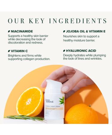 InstaNatural Vitamin C Night Cream 1.7 oz - Brightening & Hydrating Anti-Aging Skincare - Buy Online on GoSupps.com