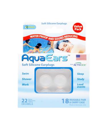 Aqua Ears  Soft Silicone Earplugs 18 Pair