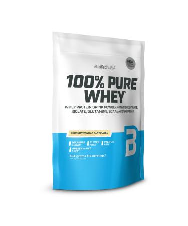 Biotechusa 100% pure whey |Protein powder with BCAA and glutamine |Gluten -free palm oil -free |21g protein per portion 454 g bourbon vanilla bourbon vanilla 454 g (1 Pack)