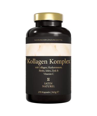 Hyaluron collagen complex - 270 capsules - Collages hydrolysate peptides type 1 and 3 - enriched with vitamin C biotin selenium zinc copper & bamboo extract - made in Germany - satin natureel - Buy Online on GoSupps.com