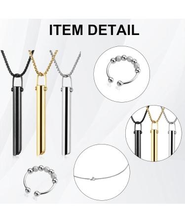wimony Stress Relief Anxiety Necklace Portable Stainless Steel Mindful Breathing Necklace for Breathing Exercises Meditation 6 Pcs Whistle Necklace and Beads Ring Birthday Gifts for Men and Women - Buy Online on GoSupps.com