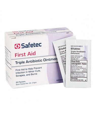 Safetec Triple Antibiotic - 25 0.9 Gram Packet Box Multi-colored