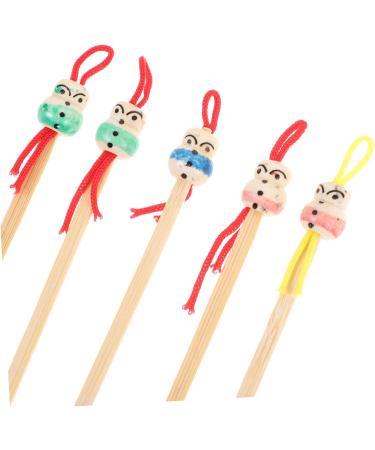 SKISUNO 5pcs Bamboo Ear Cleaning Tool Lovely Doll Head Design Skid-Resistant Safe for Family Use for Gentle Wax Removal Random Colors Included - Buy Online on GoSupps.com