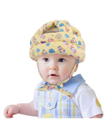 Baby Toddler Protective Cap Adjustable Size Baby Learn to Walk Or Run Soft Safety Helmet Infant Anti-Fall Anti-Collision Head Protection Hats for Children from 6 Months 6 Years Old (Yellow Candy)