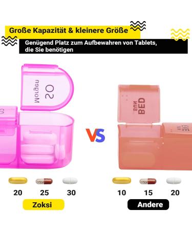 7-Day Pillbox with 3 Compartments - German Medication Organizer for Daily Use (Pink) - Ideal for Tablets & Vitamins - Buy Online on GoSupps.com