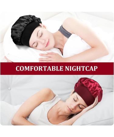 URAQT Satin Sleep Cap 2 Pack - Large Night Head Cover for Women - Soft & Comfortable Sleep Bonnet - Breathable Hair Cap for Long Curly Hair - Best for Night Sleep - Buy Online on GoSupps.com