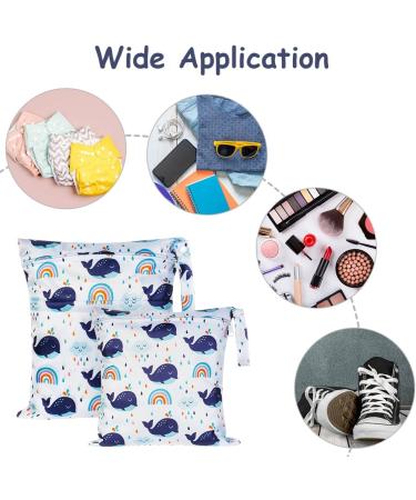Vicloon Wet Bag 2 PCS - Waterproof Reusable Cloth Diaper Bags for Babies | Double Zipper Pockets | Ideal for Swimming, Travel, Gym | Whale Design - 2 Pack - Buy Online on GoSupps.com