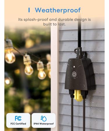 meross Outdoor Smart Plug - Compatible with Apple HomeKit, Alexa, Google Assistant - Waterproof WiFi Outlet for Remote Control - Timer, FCC/ETL Certified - 2 Sockets - Buy Online on GoSupps.com