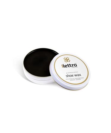 Lettro Shoe Wax 100ml (3.38 fl. Oz) Professional Quality Polish in Multiple Colours Exceptional Shine for Smooth Leather Shoes Bags Jackets and More Black 118 - Black