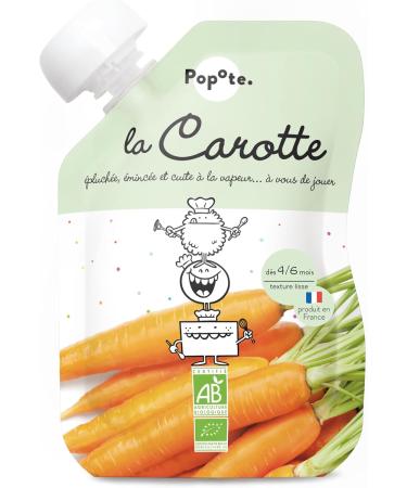 POPOTE - Pur e Carottes Bio - D s 4/6 Mois - Gourde Individuelle 120g - Recette Lisse quilibr e - Premi re D couverte des L gumes Diversification Alimentaire - Format Pratique - Pack 10 x 120g - Buy Online on GoSupps.com