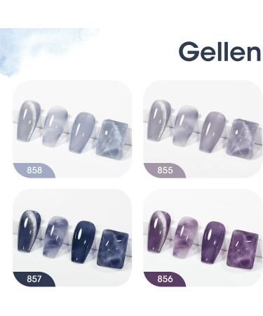 Gellen Gel Nail Polish Kit - 4 Mysterious Colors Blue Purple Jelly Gel Nail Polish Set Cat Eye Gel Nail Kit with Magnet Soak Off Blooming Gel Nail Polish for Spreading Effect Special Treat - Buy Online on GoSupps.com