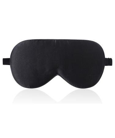 LaCourse 100% Natural Mulberry Silk Eye Mask for Sleeping with a Travel Pouch Both Sides 19 Momme Organic Silk Adjustable Silk Sleep Eye Mask for Women & Men Black
