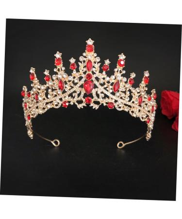 Ipetboom Diamond Crown Rhinestone The Crown Tiara for Women Bridal Hair Clip Bridal Crown Women Crown Shiny Birthday Prom Crowns Girl Hair Clips Hair Bands Crystal Wedding Bride Zinc Alloy 17X17X7.5CM Golden Red - Buy Online on GoSupps.com
