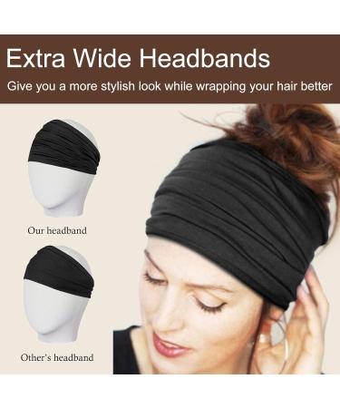 TERSE 2 Pack Boho Wide Headbands for Women - Black African Knotted Non Slip Hair Bands for Yoga, Gym, and Running - Buy Online on GoSupps.com