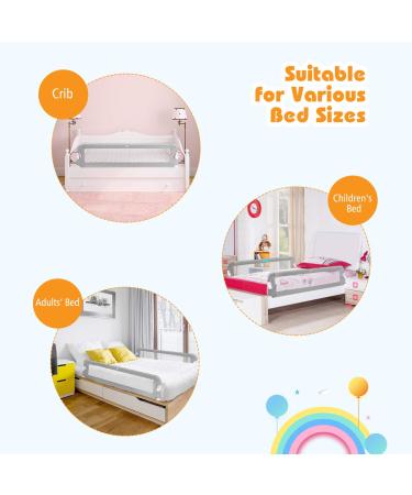 BABY JOY Toddler Bed Rail 59-Inch Grey Swing Down Safety Guard for Crib, Twin, Double, Full, Queen & King Size Mattress - Buy Online on GoSupps.com