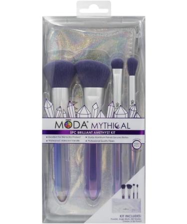 MODA Royal & Langnickel Full Size Mythical Crystal 5pc Makeup Brush Set with Pouch Includes - Powder Angle Brush MD Shader and Crease Brushes Brilliant Amethyst - Buy Online on GoSupps.com