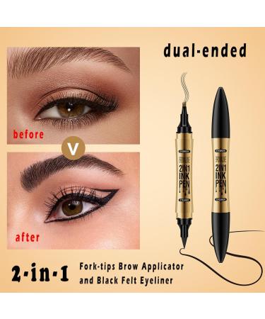 Jumbo Eyebrow Microblading Pen by Linble - Dual-ended Liquid Brow Marker for Hair-like Strokes in #02 Deep Brown - Shop Internationally - Buy Online on GoSupps.com
