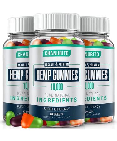 Hemp Gummies (3 Packs) Organic Omega 3 6 9 Supplement High Potency - Pain Sleep Mood - with Pure Hemp Oil Extract - Natural Edibles Gummy-Vegan Non-GMO Low Sugar