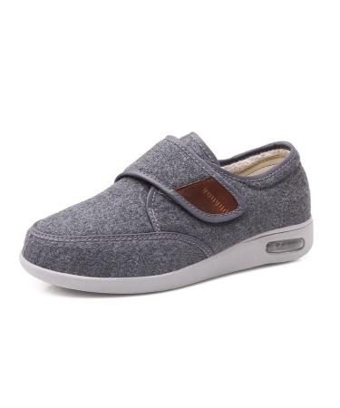 Men's Wide Diabetic Edema Adjustable Shoes Comfy Extra Wide Orthopedic Shoes Fit Swollen Feet Diabetic Foot Shoes for Swollen Feet Plantar Fasciitis 9.5 Grey