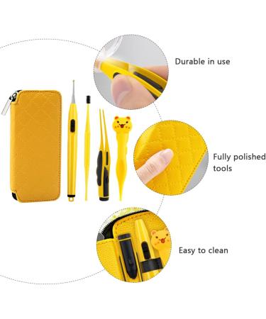 FRCOLOR Kids Ear Wax Pick Set - Cartoon Luminous Earwax Picker & Nose Clip for Safe Removal - Yellow 15.2x6.7cm - Buy Online on GoSupps.com