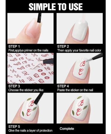 Nail Letters Stickers - EBANKU 8 Sheets Old English Letter Nail Decals | 3D Self-Adhesive Gold Silver Black White Retro Nail Art for Women & Girls - Buy Online on GoSupps.com