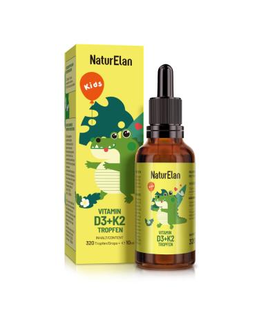 Vitamin D3 K2 children's drops for 320 days - 500 IU vitamin D & 25 g vitamin K2 vegetarian without additives produced in Germany