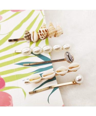Holibanna Pearl Hair Clip Set - 5 Shell Hairpins for Women | Ocean-Inspired Hair Accessories | Perfect for Parties & Weddings - International Shipping Available - Buy Online on GoSupps.com