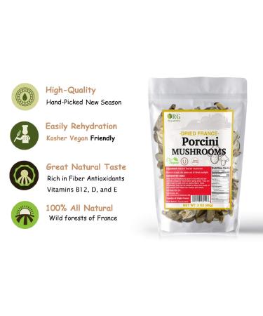 Organic Dried Porcini Mushrooms - Premium French Wild Porcini, 3oz - Buy Online on GoSupps.com
