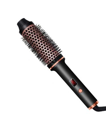 1.5 in Thermal Brush 10 Temps LCD Display Up to 410 F Curling Iron Heated Curling Brush Curling Brush Curling Comb 110-240V Travel Curling Iron (Black)