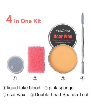 VERONNI Halloween SFX Makeup Kit - Skin Scar Wax, Fake Blood & Stipple Sponge - Buy Online on GoSupps.com