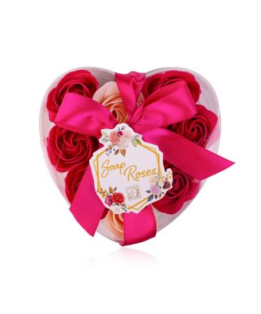 HomeRelax&Style Heart-shaped box containing 9 x 4g bath roses (red apricot)