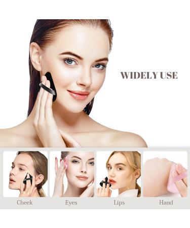 AXFEE 6 PCS Soft Triangle Makeup Powder Puffs - Pure Velour for Loose Powder, Mineral Powder, Body Powder - Black & Pink - Buy Online on GoSupps.com