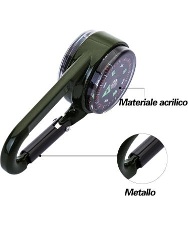 Multifunctional 3-in-1 Compass with Carabiner Hook & Thermometer | Portable Metal Key Ring for Camping & Hiking - Buy Online on GoSupps.com