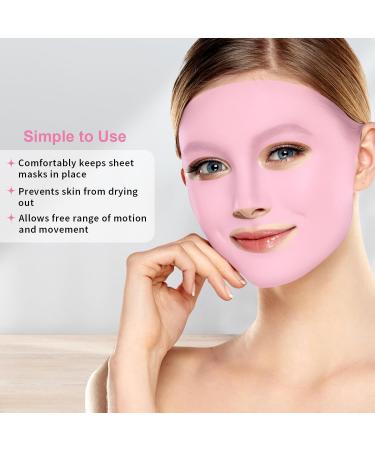 Silicone Face Mask Cover & Ice Face Mask Set | Cooling Relief for Dark Circles Puffiness Migraines | Reusable Anti-Wrinkle Holder - Pink - Buy Online on GoSupps.com