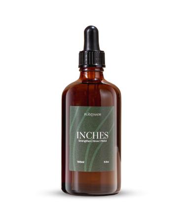 Plantmade: Inches (100ml) - Unisex 100% Natural Ayurvedic Herb-Infused Growth Oil for Hair/Beard with Amla Rosemary Pumpkin Seed and Peppermint and Castor Oil (Handmade in the UK)