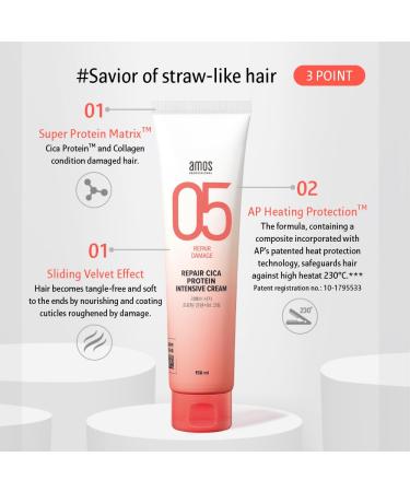 AMOS PROFESSIONAL Repair Cica Protein Intensive Cream | Ultimate Hair Restoration & Heat Protection | Korean Salon Care | K-Beauty - Buy Online on GoSupps.com