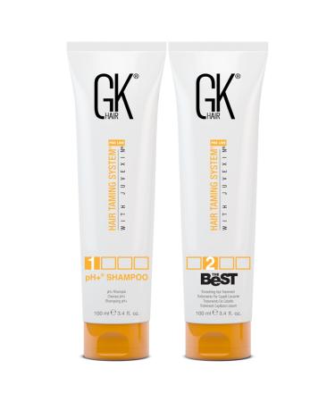 GK HAIR Global Keratin Professional Brazilian Keratin Hair Treatment Kit (100ml/3.4 Fl. Oz.) With PH shampoo- The Best Smoothing & Strengthening to make Hair Healthy - Formaldehyde free Sulfate-free