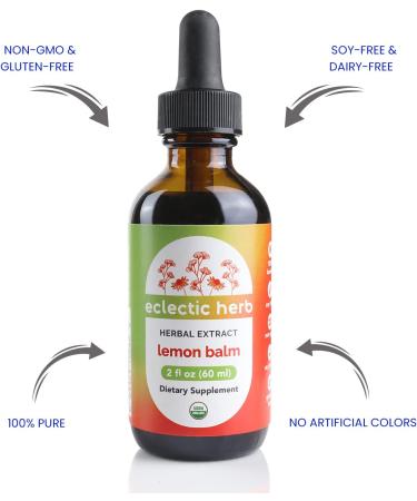 Eclectic Institute Organic Lemon Balm Extract 2 fl oz - Natural Herbal Remedy - Buy Online on GoSupps.com