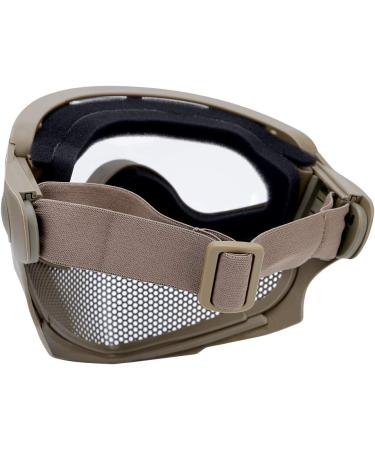 CMAIR4U Tactical Full Face Mask with 3 Anti-Fog Goggles - Steel Mesh Safety Protective Mask for Airsoft CS Shooting (Tan) - Buy Online on GoSupps.com