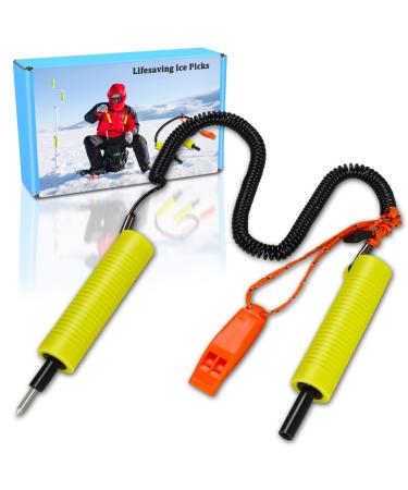 Huntury Retractable Ice Safety Pick for Ice Fishing, Ice Skating, Ice Safety Spikes, Ice Fishing Safety Kit, Ice Fishing Accessories, Ice Safety Gear