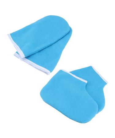 Homoyoyo Kit Soins Beaut Paraffine 2 Pi ces Moufles et Chaussettes en Coton Thermique Bleu Fonc pour Mains et Pieds Hydratation Optimale Spa Professionnel