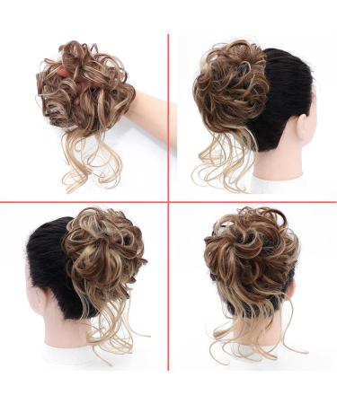 Brown Mix Ash Blonde Messy Bun Scrunchie: Tousled Updo Hair Extension for Women - Buy Online on GoSupps.com