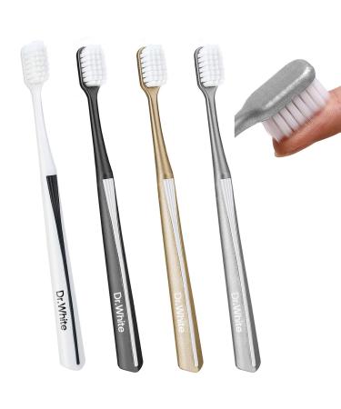 10000 Bristle Micro Nano Toothbrush for Sensitive Teeth and Gums Care, Extra Soft Silko Toothbrush for Adults and People with Braces, 4 Count